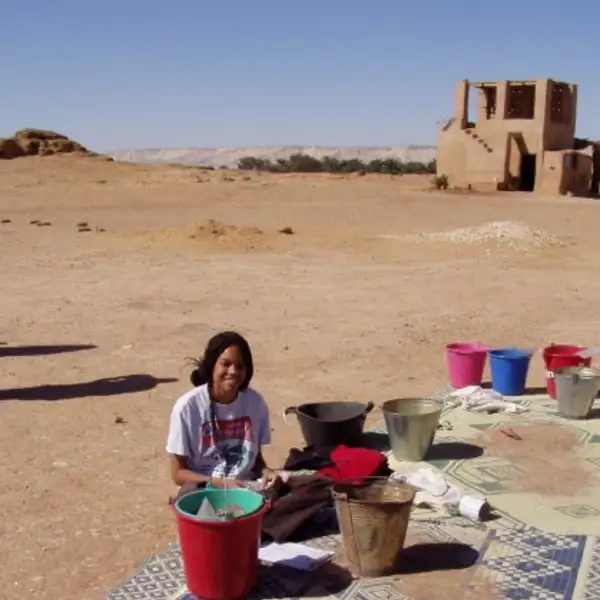 student digging