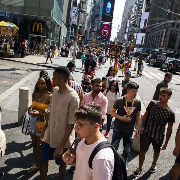 Crowded corner in New York City