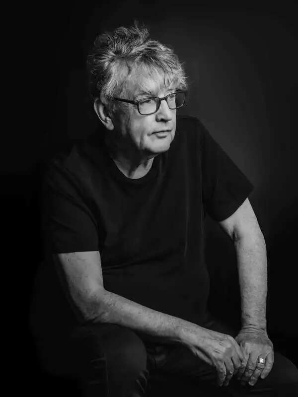 Black and white photo of Paul Muldoon