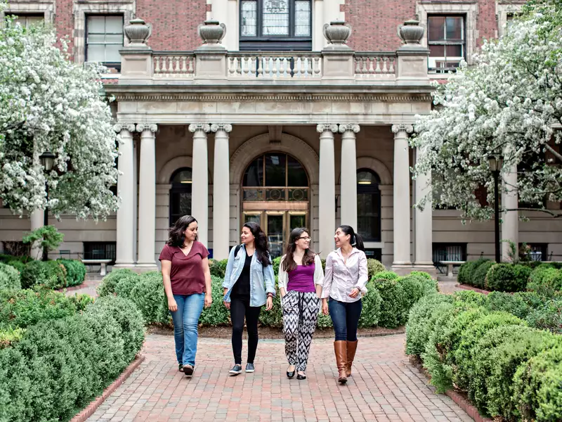 Students in front of milbank hall