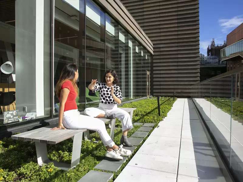 Students on milstein balcony