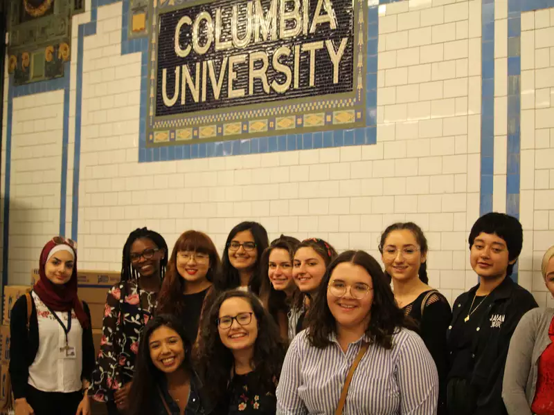 students at subway station