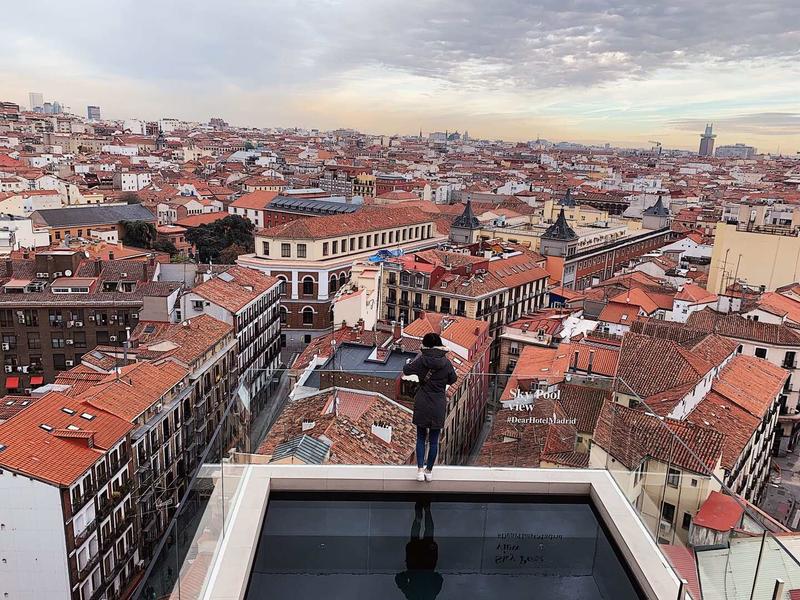 student overlooking Madrid, Spain