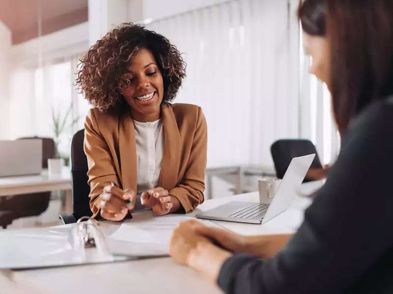 Woman advising client