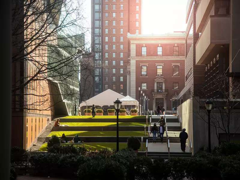 Campus view from Milbank toward Barnard Hall