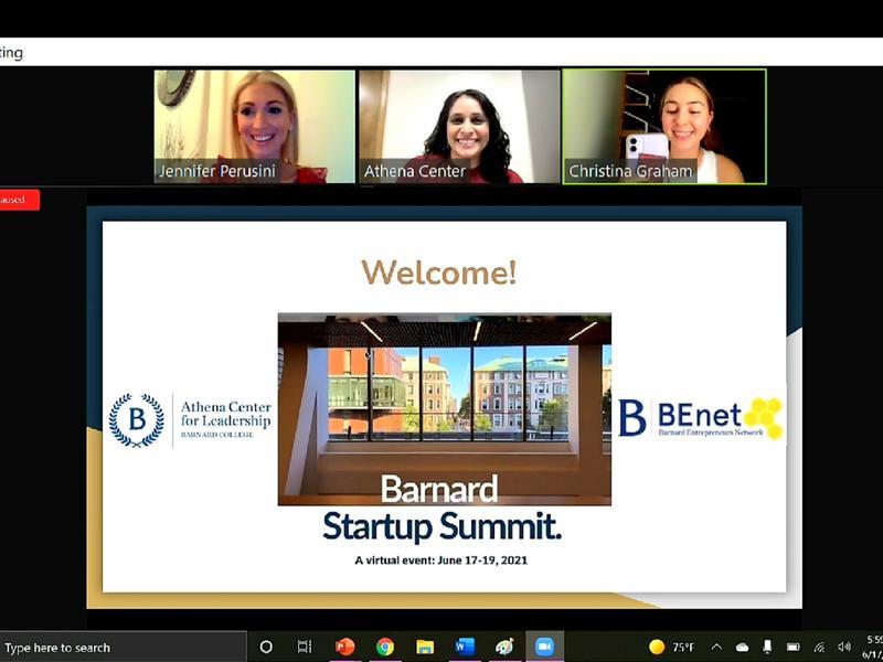 Screenshot from Barnard Startup Summit Summer 2021