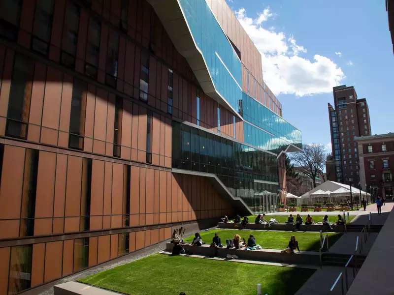 students sitting on outdoor campus stairs
