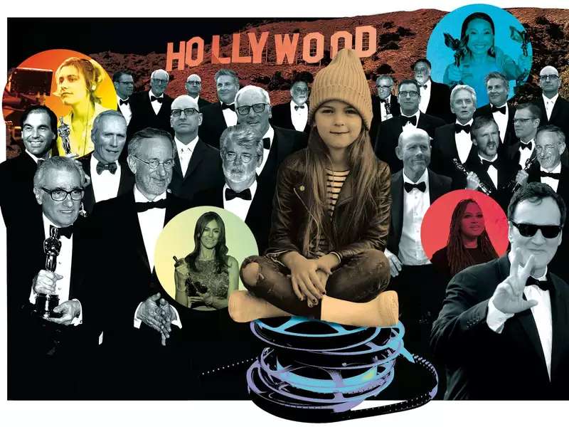 collage showing 2 dozen white men winning Oscars amid a handful of women