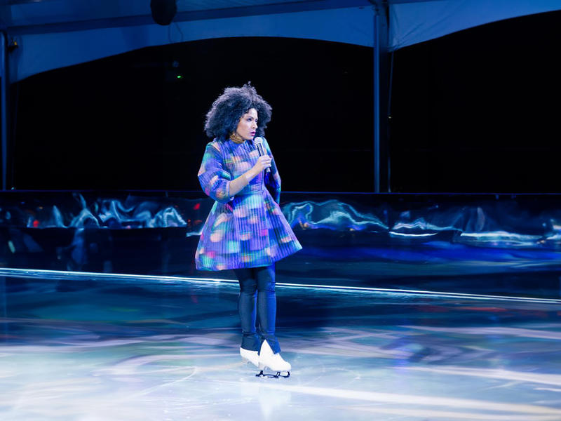 Alicia Hall Moran on the Ice in blue 