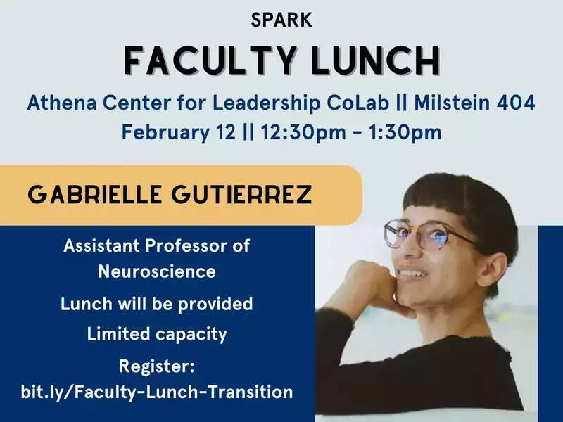 [Image description: SPARK :: Faculty Lunch with Prof. Gabrielle Gutierrez, February 12, 2025]