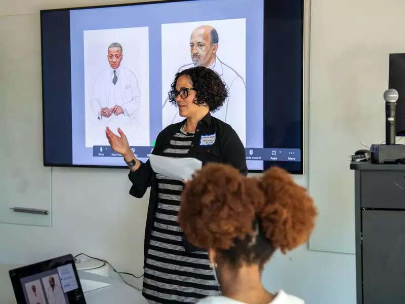 Prof. Miller teaching a class on Harlem Renaissance 