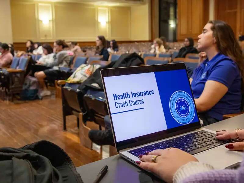 Image of a laptop screen in a health insurance crash course