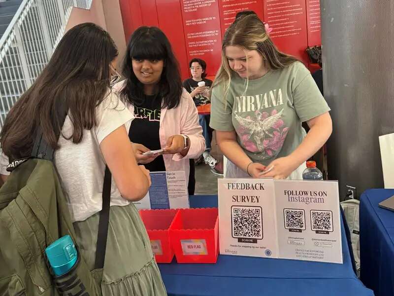 Clery Interns tabling in Diana Center for Relationship Violence Awareness Month