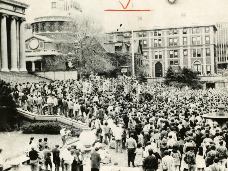 A huge outdoor rally on Low Steps, 1976