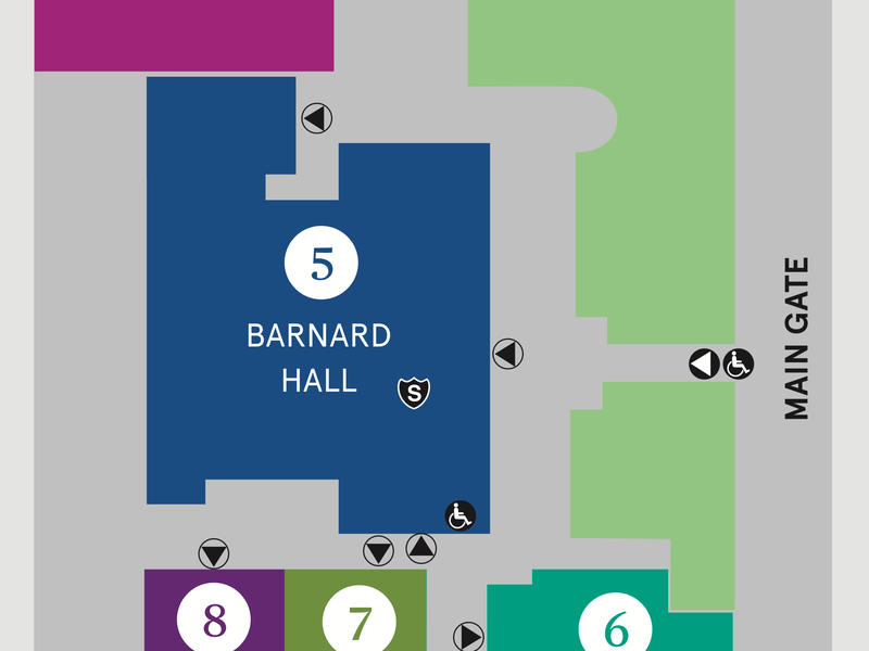 illustration of part of the campus map showing Barnard Hall